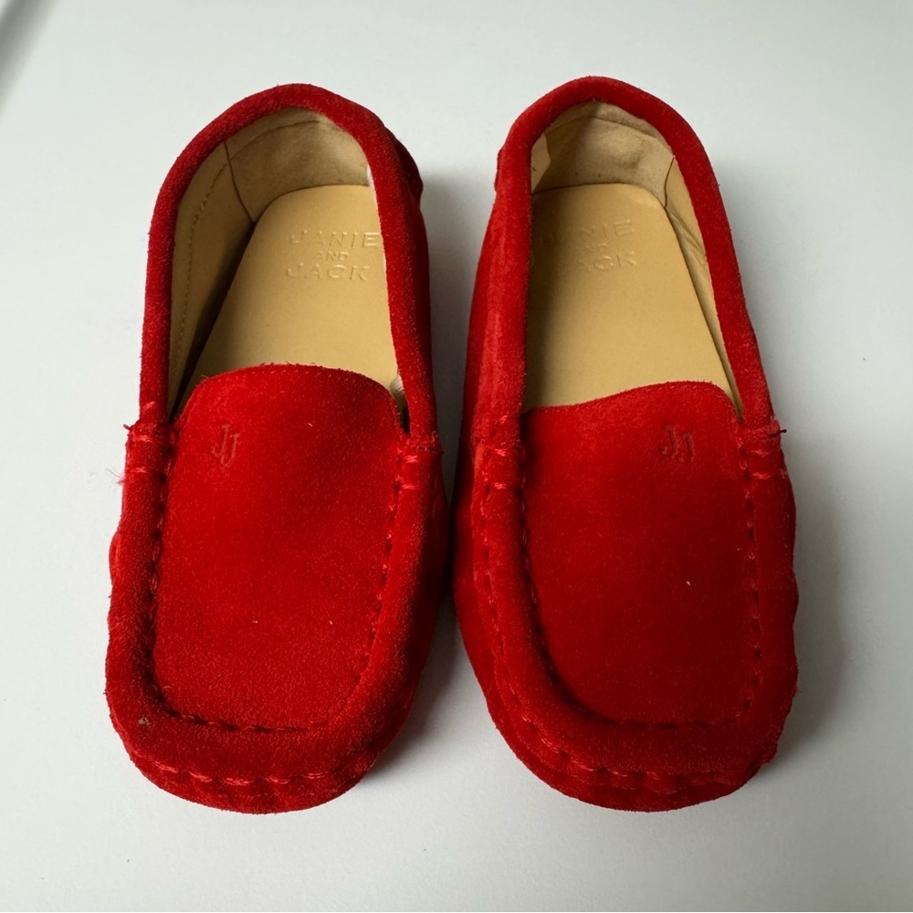 Janie and Jack Red Suede Driving Slip On Loafers Size 8